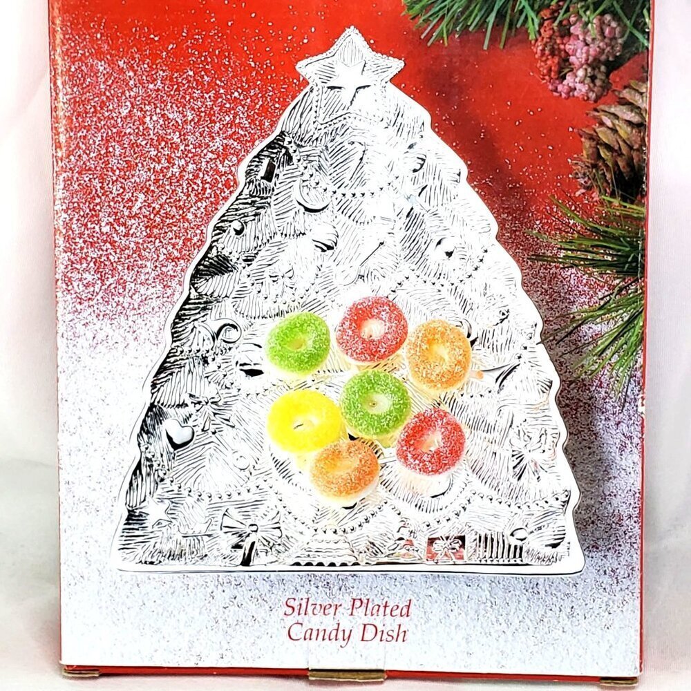 VTG Godinger Silver Plated Candy/ Nut Dish Christmas Tree Holiday Collection - Picture 4 of 7